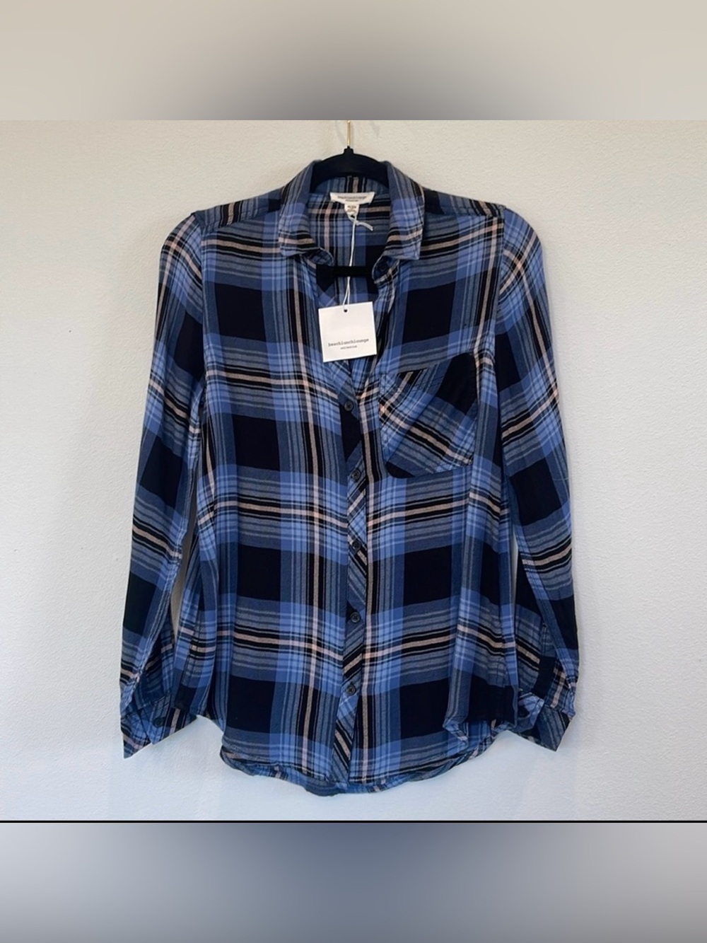 NWT Beach Lunch Lounge Sally Brushed Flannel
Blue Shirt Size XS